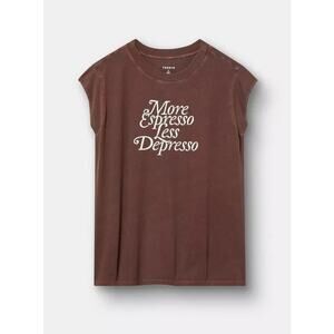 TORRID NWT Plus Size 0 Muscle Tank Espresso Depresso Coffee Graphic Tee